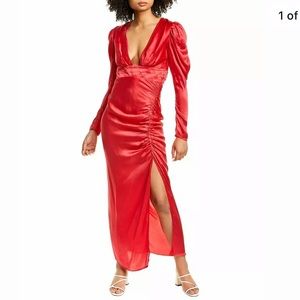 NWT holiday 🎄Rococo Sand Crinkled Satin Maxi Dress 💃🏼💃🏻💃🏾 $397